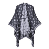 Nueva bufanda chal para mujer, moda retro, gran marca, capa dividida con borlas de doble cara - details 15