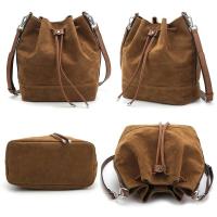 AFKOMST Bolsos tipo cubo de cuero Bolso cruzado con cordón para mujer Bolsos medianos y hobo con 2 correas para el hombro Mochila de lujo de alta gama - details 4