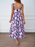2025 Camisola de verano para mujer Vestido de falda acampanada con estampado floral informal para vacaciones - details 2