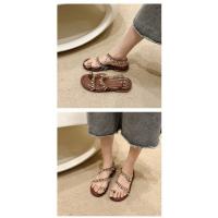 Estilo famoso sandalias de suela plana zapatos de mujer 2025 verano nuevo conjunto de borla de perlas sandalias romanas de suela plana con punta - details 3