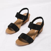 Sandalia zapatos romanos de moda 2025 nuevas sandalias de cuña informales con temperamento de diamante de agua para mujer - details 1