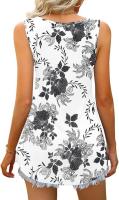 Verano nuevo con cuello en v sin mangas chaleco falda casual estampado tropical de flores vestido mujer - details 10