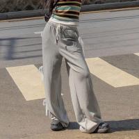 Pantalones de Pierna Ancha y Cintura Suelta con Encaje Harajuku Colección de Primavera-Otoño para Mujeres Cintura Elástica, Abierto en la Cintura - details 2