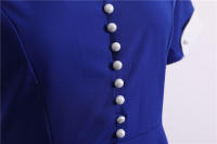 Women summer vintage a line short sleeve solid midi elegant casual party dress - details 7