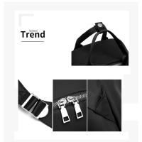 Mochila ligera e impermeable para mujer, bolso de viaje informal, Bola de felpa bonita, color rojo, azul y negro - details 11
