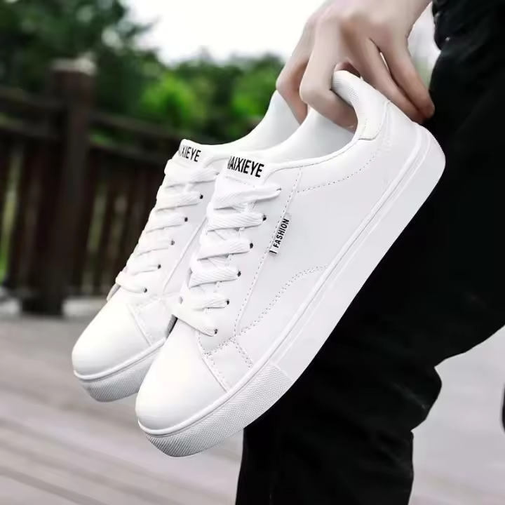 Nuevos zapatos deportivos informales de suela gruesa blanca de moda transpirable, zapatos de tabla para hombre - 1