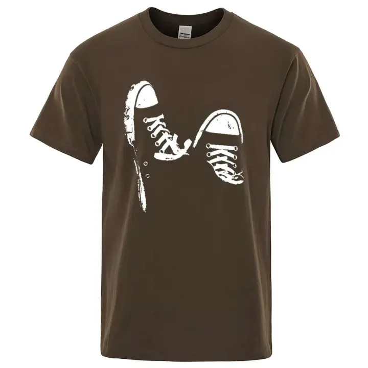 Camiseta casual de manga corta para hombre, 100% algodón, zapatos de skate, fresco, verano, precio asequible - 1