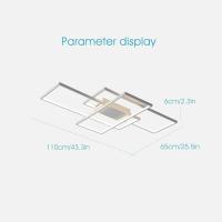 Lámpara de techo regulable, 110 cm con control remoto candelabro moderno, acrílico cuadrado de 70 W cerca de la luz de techo para la sala de estar del dormitorio, blanco - details 1