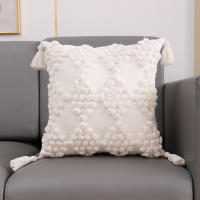 ANUMEI-funda de cojín bohemia de 45x45cm, 30x50cm, Beige, decorativa, cuadrada, de macramé - details 13