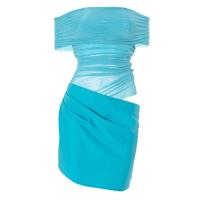 Vestido corto con volantes, entallado, con escote en V, estilo sexy, con fajín de red y patchwork, nuevo estilo de verano 2025 para mujer - details 19