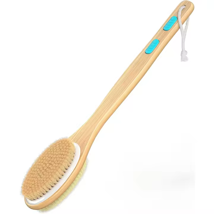 Cepillo de ducha con cerdas suaves y rígidas, exfoliante corporal para baño, mango largo de doble cara, depurador de espalda - 1