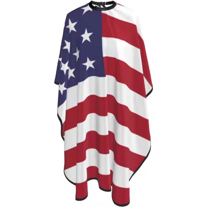 Capa de peluquero para salón de bandera americana - Capa de corte de pelo impermeable para peluquería profesional con cierre a presión ajustable - Delantal de corte de pelo para estilista y uso doméstico - 55''X66'' - 1