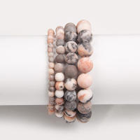 Pulsera de Piedra Mineral Zebra Rosa Frostada Natural Hecha a Mano Joyería de Meditación de Yoga - details 3