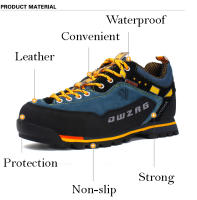 Zapatos de senderismo impermeables de marca para hombre, zapatos de escalada antideslizantes, zapatos de montaña anticolisión, zapatillas de deporte con cordones informales para exteriores - details 4