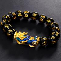 Pulsera de obsidiana de regalo Pixiu Feng Shui de cobre puro que cambia de Color para hombre y mujer, amuleto de buena suerte hecho a mano, joyería - details 2