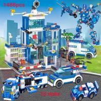 Bloques de construcción de la estación de policía de la ciudad para niños, juguete de ladrillos para armar camión SWAT, ideal pa - details 6