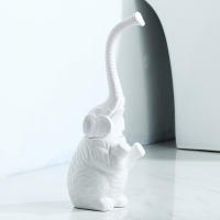 Juego De Cepillo Y Porta Para Inodoro Creativo De Cerámica Con Mango De Plástico En Forma De Elefante Blanco Para Baño Y Lavabo - details 1