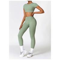 Conjunto de yoga de dos piezas para mujer Leggings de cintura alta de manga corta - details 8