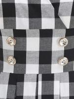 Elegante Vestido Rockabilly de Cintura Alta con Cuadros Blancos y Negros - details 5
