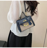 Bolso de mano de empalme de color en contraste de textura premium bolso de mensajero de hombro retro casual de nueva moda para mujer - details 39