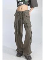 Pantalones vaqueros Cargo Vintage grises de cintura alta para mujer, pantalón vaquero de pierna ancha, diseño elegante de calle, holgado, 2023 - details 0