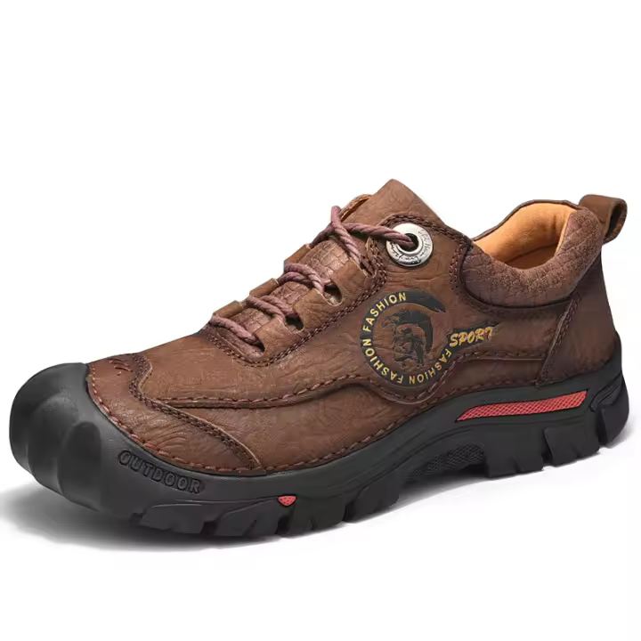 Zapatos de senderismo de cuero genuino para hombre, zapatillas de escalada anticolisión para acampar al aire libre, con cordones, trekking - 1