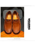 Zapatos casuales de exterior para hombre, sin cordones, planos, de cuero hechos a mano, mocasines de primavera de caña baja y talla grande - details 1