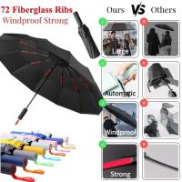 Paraguas plegable automático resistente al viento, 72 varillas de fibra de vidrio reforzadas, paraguas de protección contra el sol y la lluvia UV 50+ para hombres y mujeres - details 1