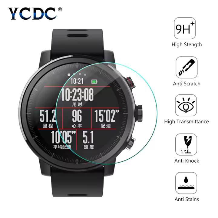 Protector de Pantalla de Reloj de Vidrio Templado Universal Adecuado para Samsung Xiaomi Huawei Watch Diámetro 35-46mm Accesorios de Electrónica - 1