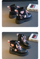 Botas de algodón informales para niñas, botines de PU británico, color rosa suave con cremallera lateral, a la moda, Otoño e Invierno - details 5