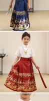 Nuevo conjunto Hanfu con cara de caballo para niñas, estilo Tang antiguo chino Ming para niños, primavera y verano diarios - details 16