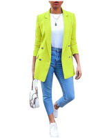 Chaqueta Blazer De Moda Para Mujer Casual Vintage Largo Manga Casual Oficina Primavera Otoño Chaqueta Lady Con Cuello Lapel Outerwear Estándar - details 5