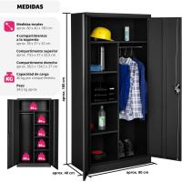 Armario de Archivado de Metal para Oficina 6 Cajones, Barra, Puertas Bloqueables, Acero de Calidad, Mueble de Oficina, Candado de Seguridad, Estanterías Metálicas 180x80x40cm Gris - details 21