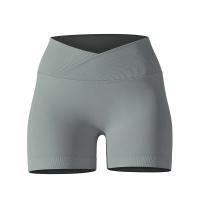 Crossover mujeres deporte gimnasio entrenamiento correr cintura alta Yoga Push Up cadera sin costuras Fiess Shorts - details 27