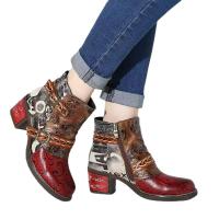 Botas martin vintage para mujer, botas cortas estampadas informales, zapatos para mujer - details 4