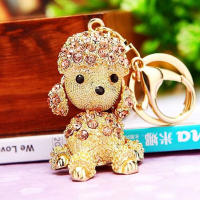 Colgante de metal con llavero de cachorro de diamante para pareja creativa, regalo de lujo ligero para mujer - details 0