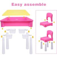 Infantil, Mesa de Actividades Construccion y Silla con 128 Piezas Juguetes de Creativos Grandes Clásicos para Niñas, Rosa - details 7