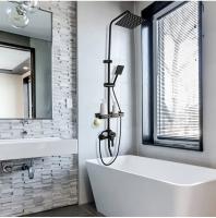 Juego de grifo de baño de latón contemporáneo con mezclador frío y caliente, cabezal de ducha tipo lluvia y cabezal de ducha de mano - details 20