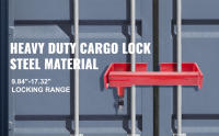 SucceBuy Cerradura para contenedor de carga Cerradura para puerta de camión semirremolque de acero ajustable de 9,84 "-17,32" con 2 llaves, cerradura de resorte con recubrimiento de polvo rojo para contenedor de envío y semirremolque - details 0