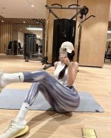 Pantalones de yoga para mujer con cinta, body de entrenamiento de secado rápido sin costuras, cintura alta, color melocotón, body deportivo - details 2