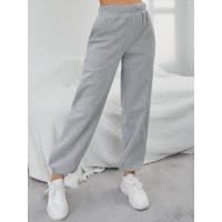 Otoño Invierno nuevo en gris más pantalones de chándal casuales de terciopelo moda pantalones sueltos de cintura alta para mujeres - details 4