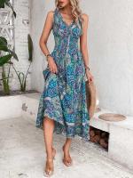 Vestido Boho Maxi sin Mangas de Verano 2024 Cintura Elástica, Estampado Elegante, Vestido Largo para Mujeres - details 2