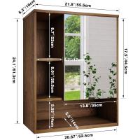 Gabinete de Espejo de baño montado en la Pared, botiquín de Ahorro de Espacio de bambú, gabinete de Pared sobre Inodoro con Puerta de Espejo y Estante Ajustable (Nogal) - details 2