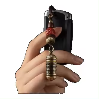 Llavero de cuerda de cuero y latón con sutra budista tibetano para coche, colgante de la suerte, joyería, cordón para bolsos vintage unisex - 1