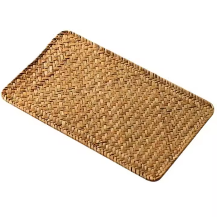 Manteles individuales de mimbre tejido Natural duraderos, manteles lavables resistentes al calor, manteles rectangulares rústicos para mesas de comedor - 1