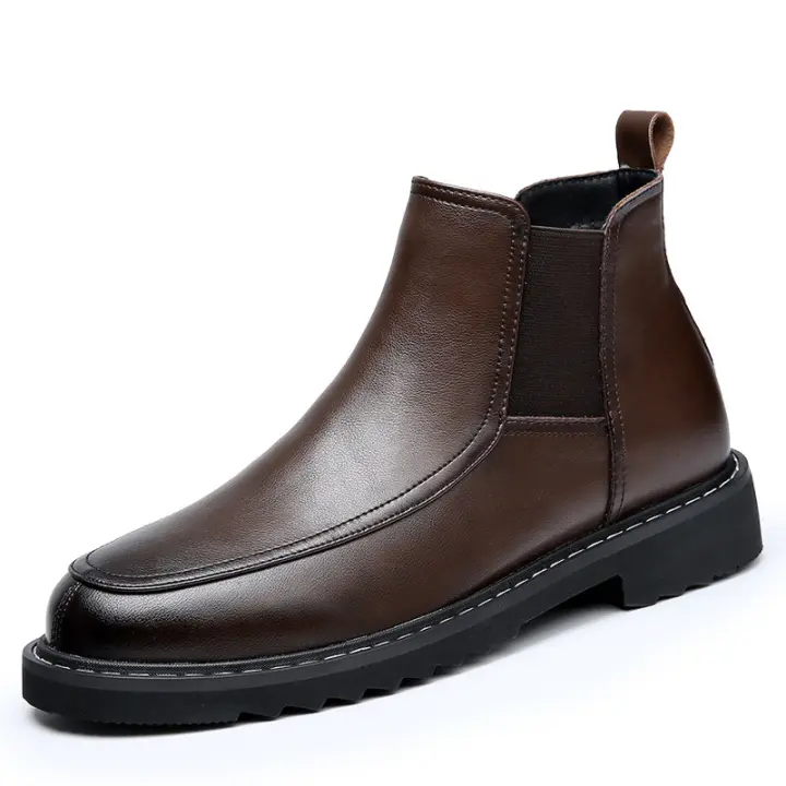 Botas Chelsea de cuero vacuno de alta gama, botas de otoño e invierno de cuero genuino, botines británicos puntiagudos - 1