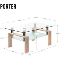 Mesa Moderna de Centro con Tapa de Cristal Transparente y Base de Metal Negro (100x60 cm) - details 29