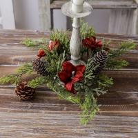 Corona de velas de flores artificiales, piña, 25CM, anillos de vela, suministros para fiestas, candelabro de hoja verde, corona, decoración navideña - details 4