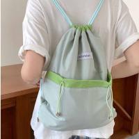Mochilas con cordón de estilo coreano, diseño de nicho de Color en contraste, bolso de nailon suave ligero, bolso de hombro de gran capacidad de Color sólido - details 17