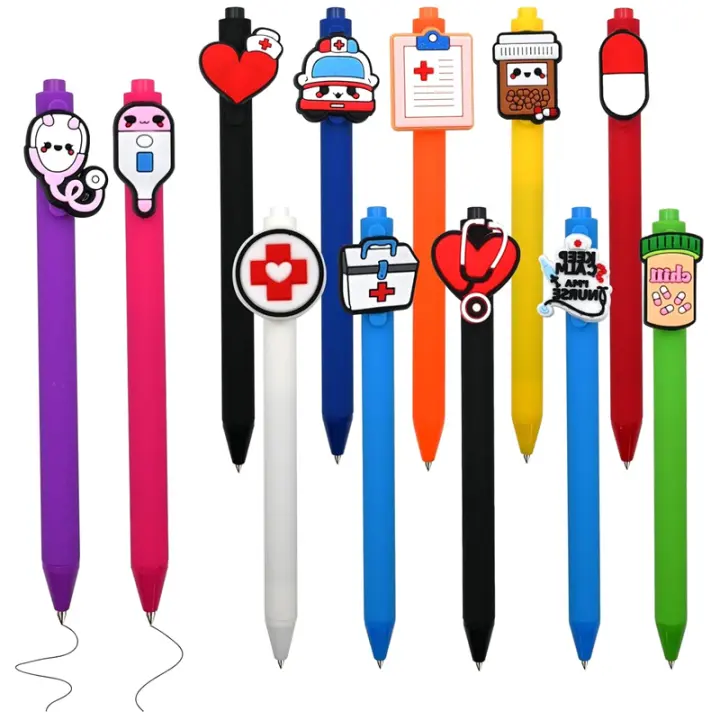 Bolígrafos divertidos de enfermera para el trabajo, bonitos bolígrafos de enfermería, accesorios para estudiantes de enfermería, regalos de agradecimiento, 12 piezas - 1